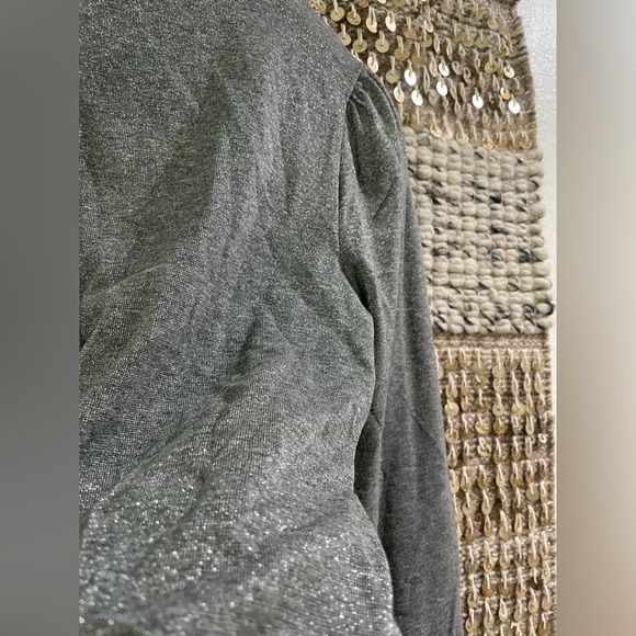 🩶🩶 NWT J Crew gray sparkly puff-sleeve turtleneck tissue tee sz S - Picture 5 of 6